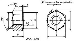 ГОСТ 10495-80. Гайки шестигранные для фланцевых соединений на Ру свыше 10 до 100 МПа (свыше 100 до 1000 кгс/см2)
