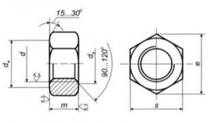 ГОСТ 10605-94. Гайки шестигранные с диаметром резьбы свыше 48 мм класса точности В