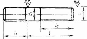 ГОСТ 22036-76. Шпильки с ввинчиваемым концом длиной l,6d. Класс точности В